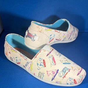 Skechers BOBS for Dogs Cream Slip-On Shoes with Colorful Print